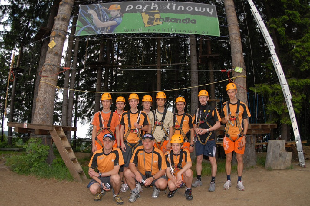 Kadra skoczków w parku linowym Trollandia na Gubałówce