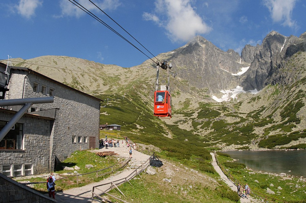 Łomnicki Szczyt (Lomnický štít) i Łomnicki Staw (Skalnaté pleso)