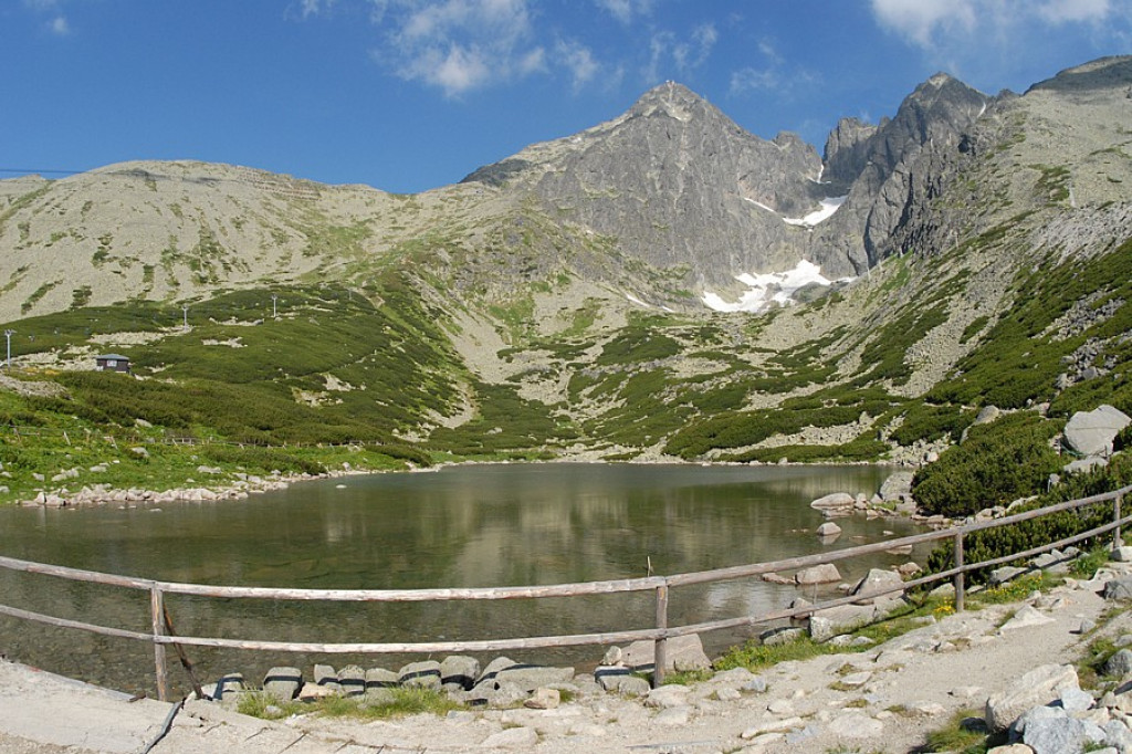 Łomnicki Szczyt (Lomnický štít) i Łomnicki Staw (Skalnaté pleso)
