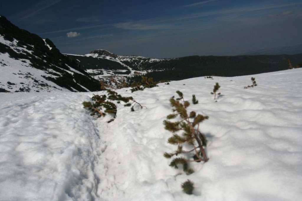 Śnieg, turyści i Czarny Staw