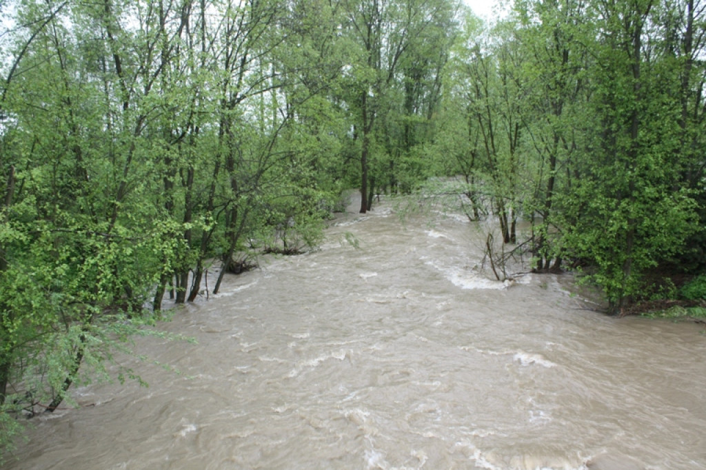 Zalane Krempachy, wezbrana Białka