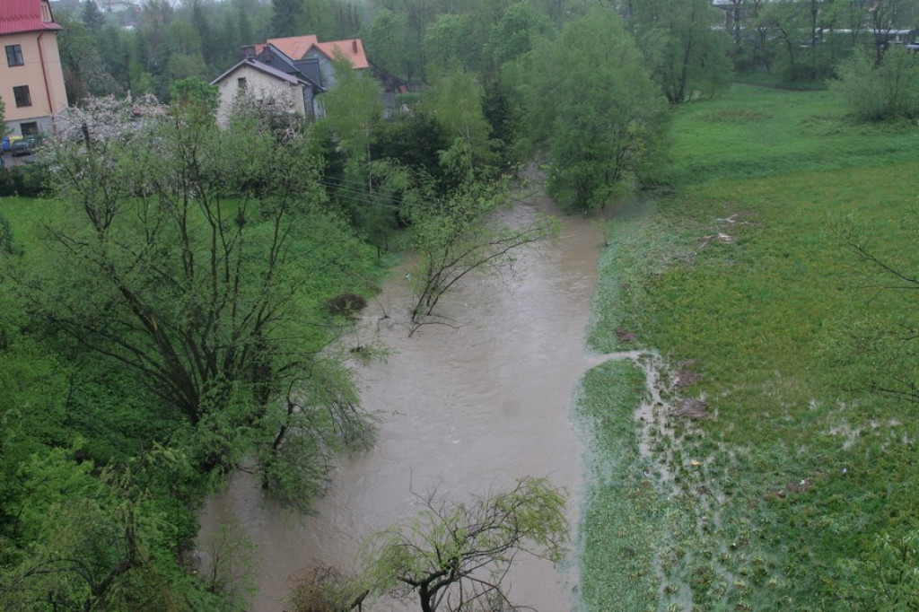 Zalane Krempachy, wezbrana Białka