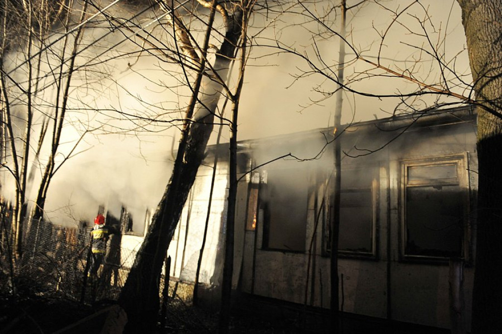 Pożar w Nowym Targu przy starym szpitalu