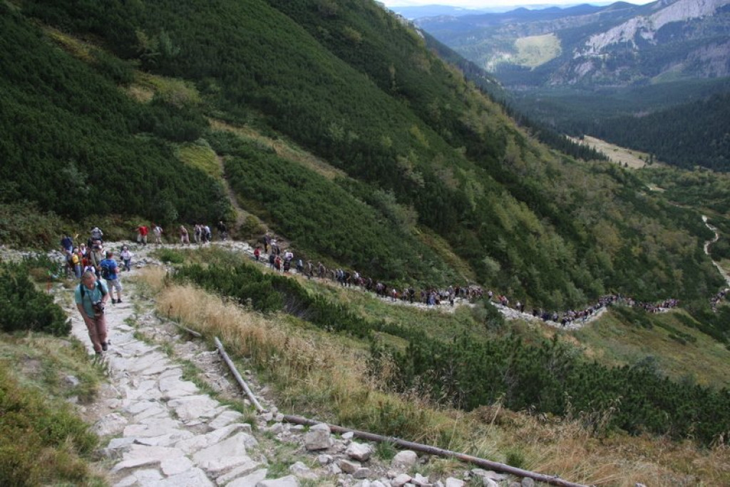 Pielgrzymi w drodze na Giewont