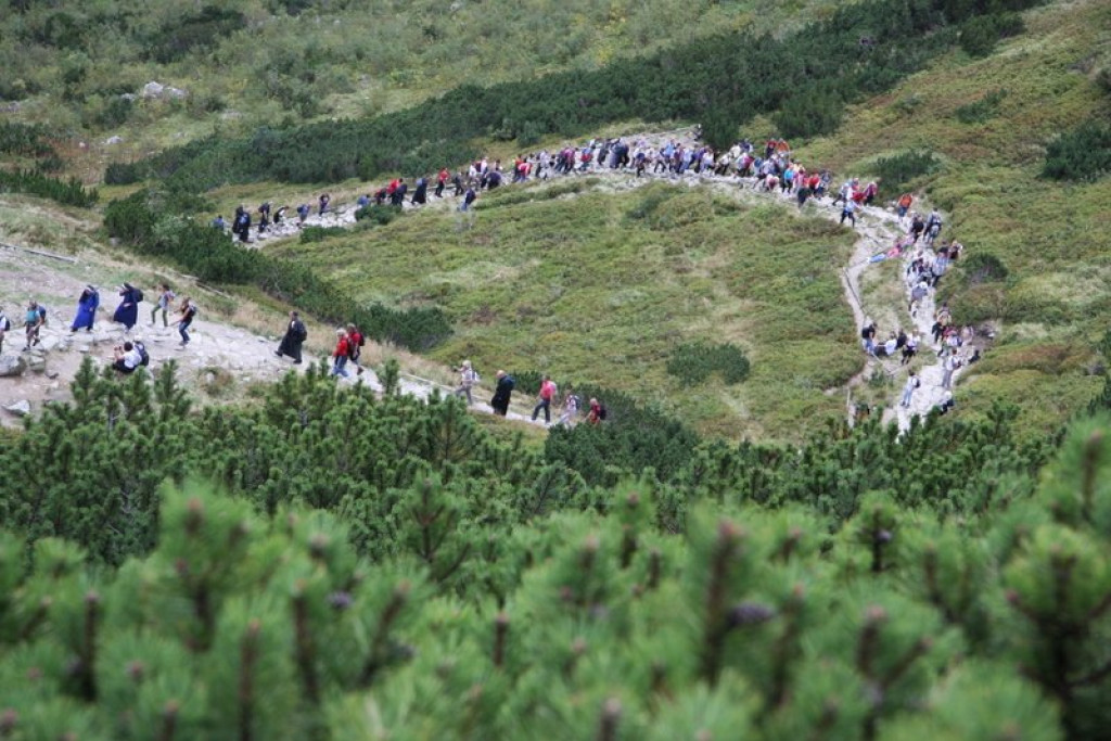 Pielgrzymi w drodze na Giewont