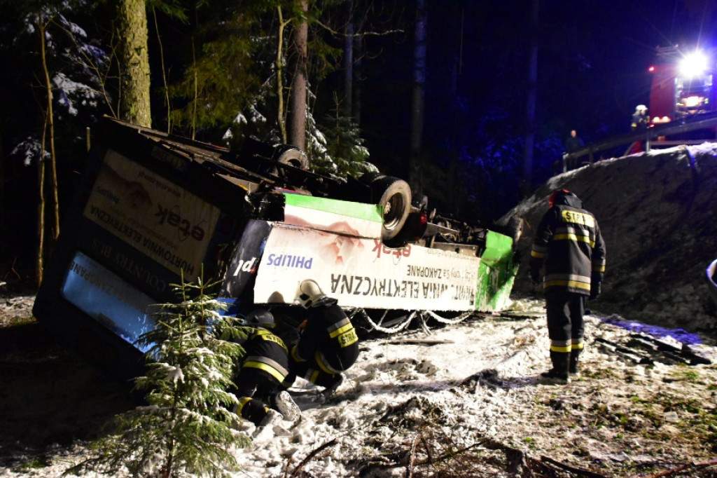Wypadek busa na Drodze z Łysej Polany do Zakopanego