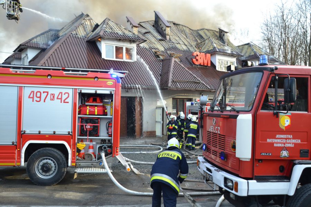 Pożar fabryki tarcz ściernych w Skomielnej Białej