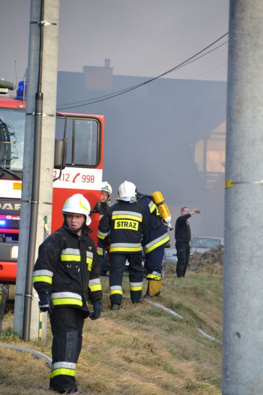 Pożar fabryki tarcz ściernych w Skomielnej Białej