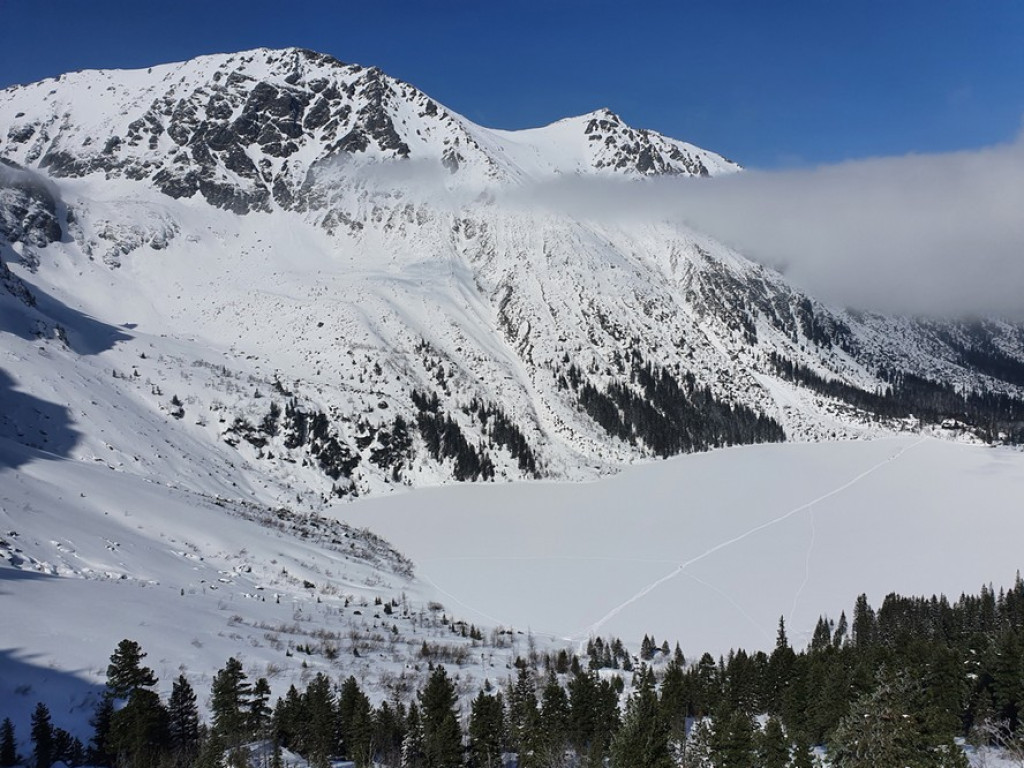 Morskie Oko i Czarny Staw w zimowej scenerii