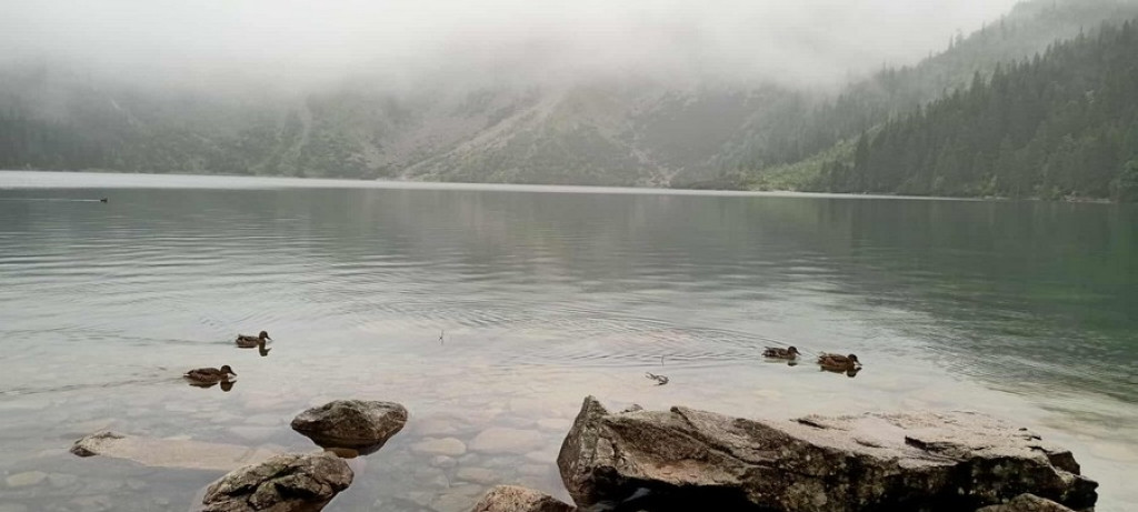 Morskie Oko w deszczu, mgle i chmurach