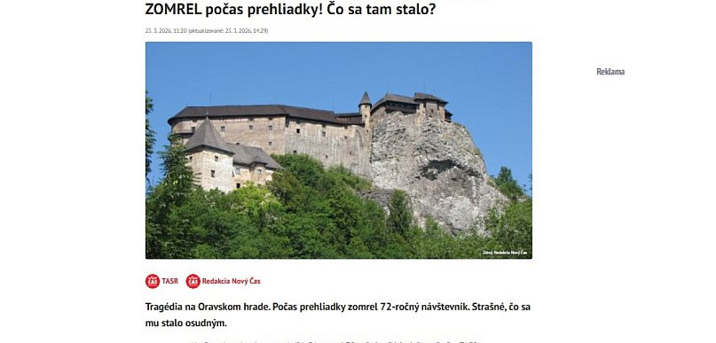 72-letni polski turysta zginął na Zamku Orawskim na Słowacji