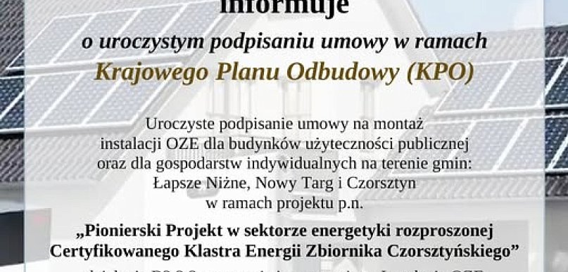 Kolejny krok w stronę zielonej energii. Podpisanie umowy w ramach KPO