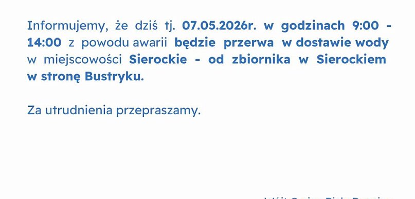 Przerwa w dostawie wody w Sierockiem. Trwa usuwanie awarii