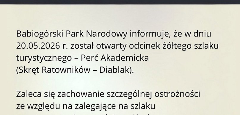 Dziś została otwarta Perć Akademicka na Babiej Górze