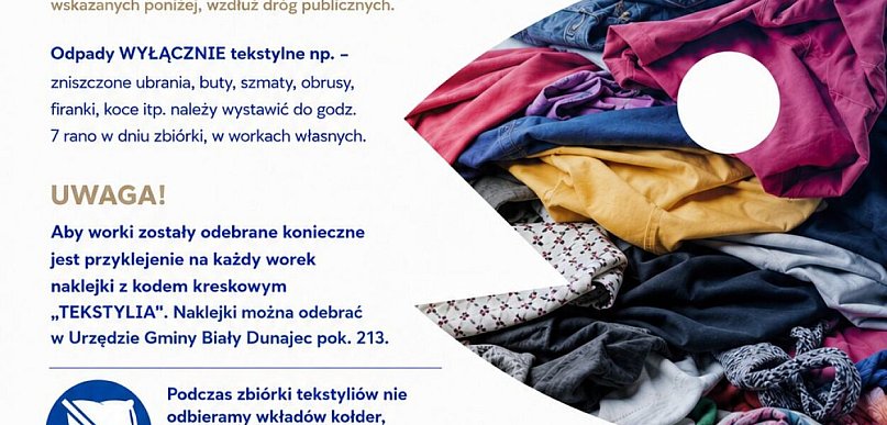 Zbliża się zbiórka tekstyliów w Gminie Biały Dunajec