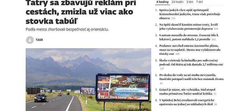 Słowacy w swoich Tatrach też walczą z reklamami. Zniknęło już ponad 100